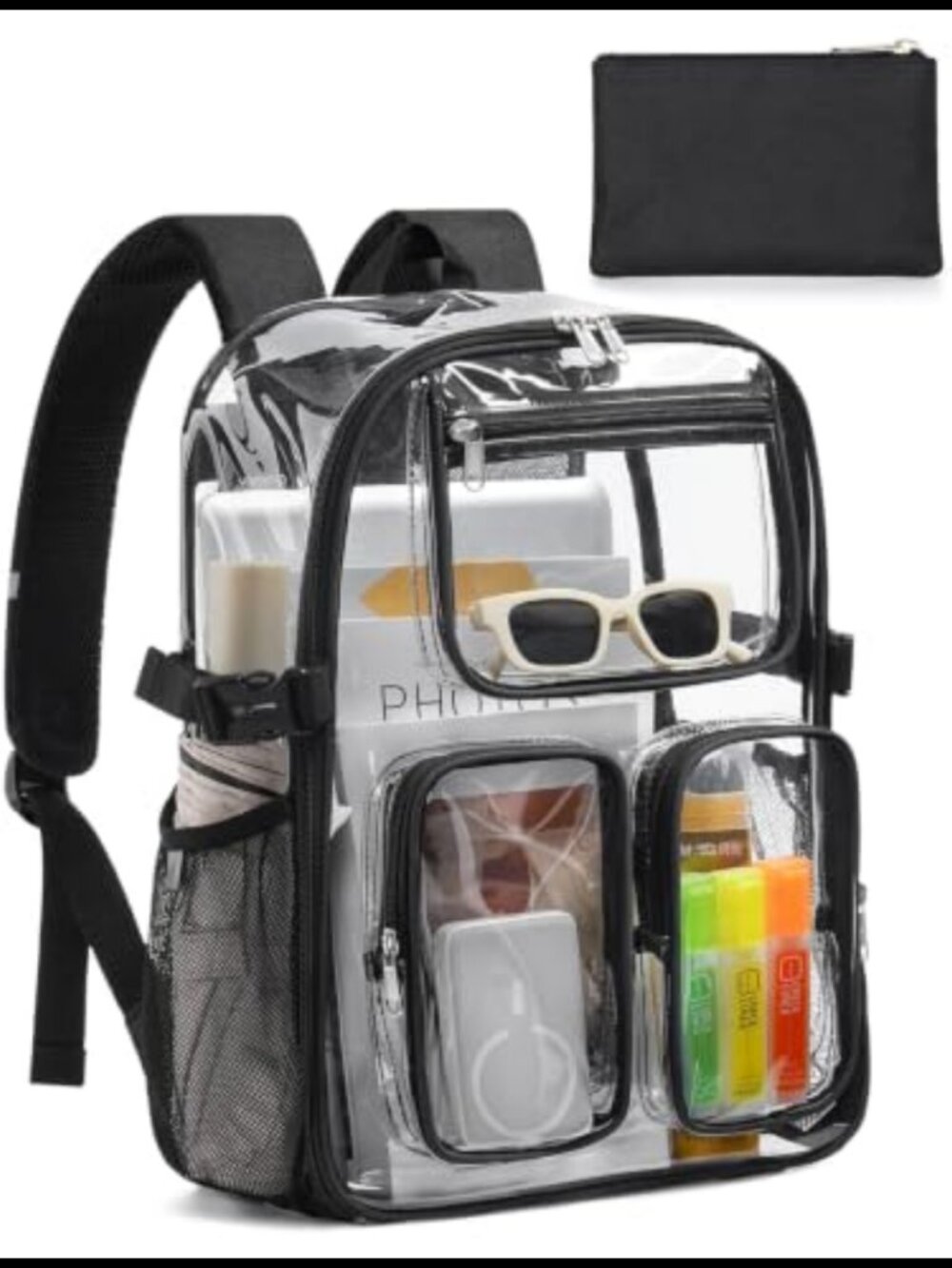 Heavy Duty Large Clear Backpack 17" PVC Waterproof Reflective School Bookbag